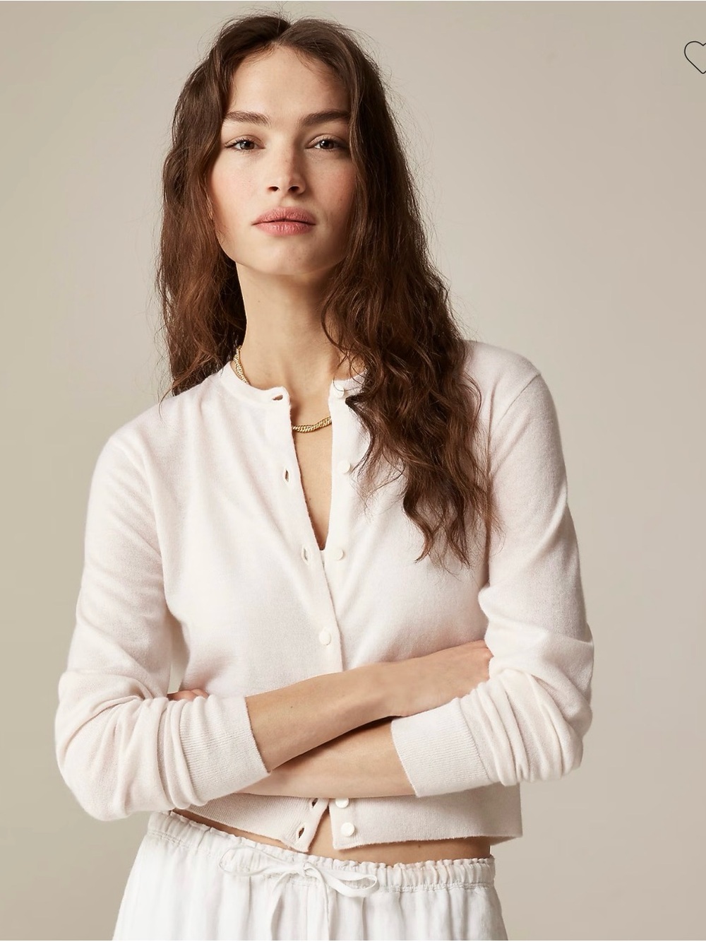 J. Crew Featherweight Cashmere Cardigan Snow Medium